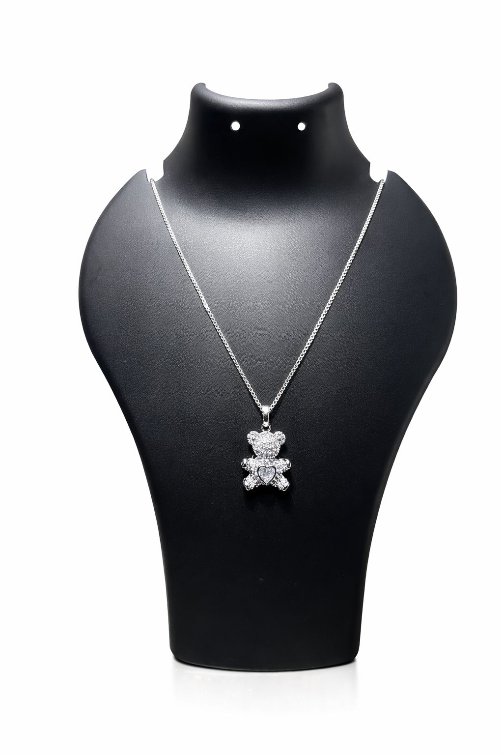 Teddy Bear Crystal Pendant Necklace