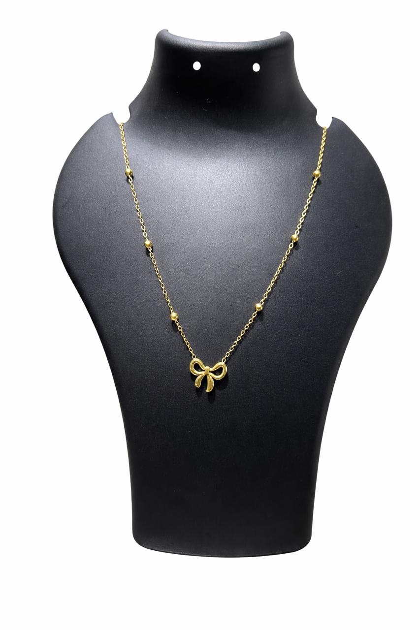 Elegant Gold Bow Pendant Necklace